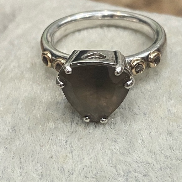 Pandora Jewelry - Pandora Sterling 14k dots Smokey stone statement ring
